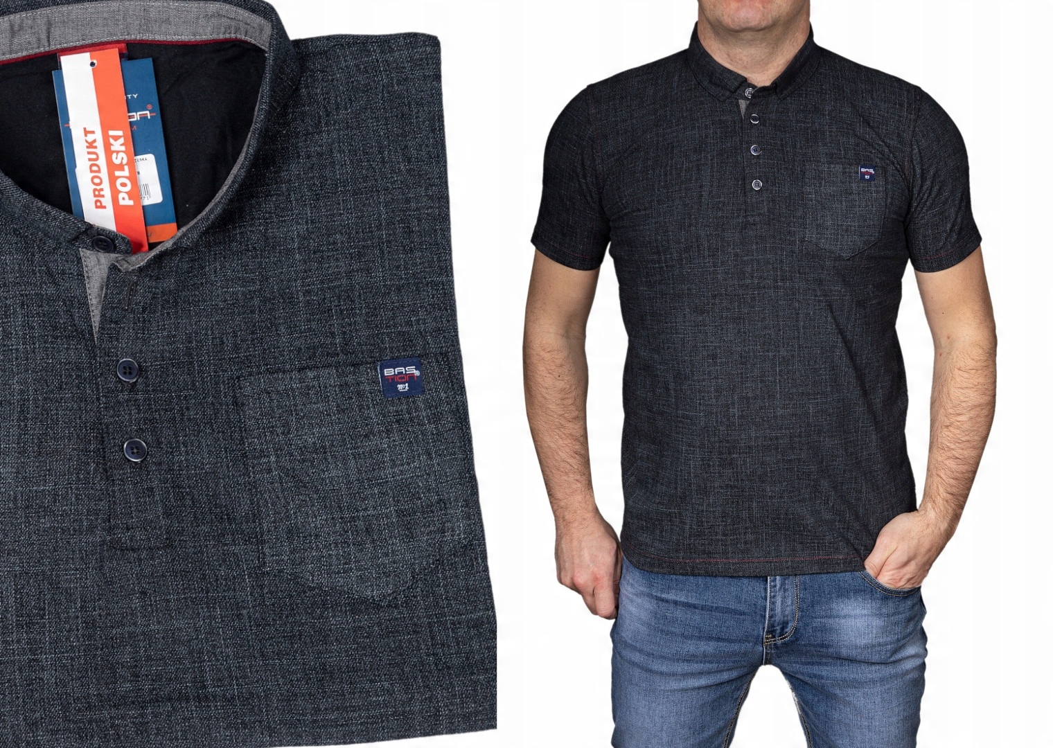 

Polo męska koszulka z kołnierzem jeans Bastion XXL