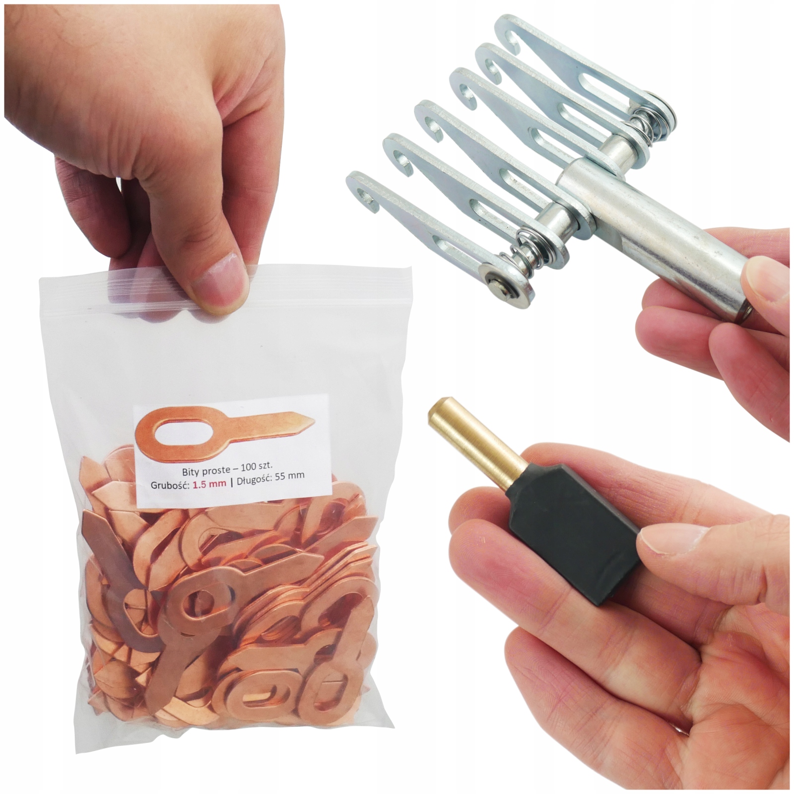 Špon dráp 6h 4mm Bity rovné Podložky 1.5mm 100 Ks Elektroda pro bity Ot