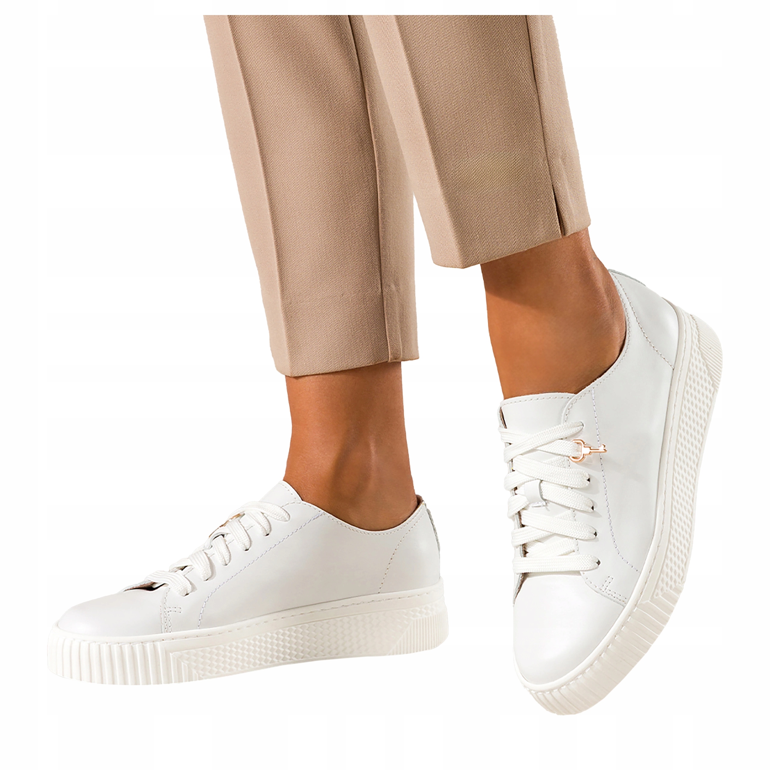 Sneakersy Damskie Skórzane Obuwie Sportowe Białe Klasyczne r 39