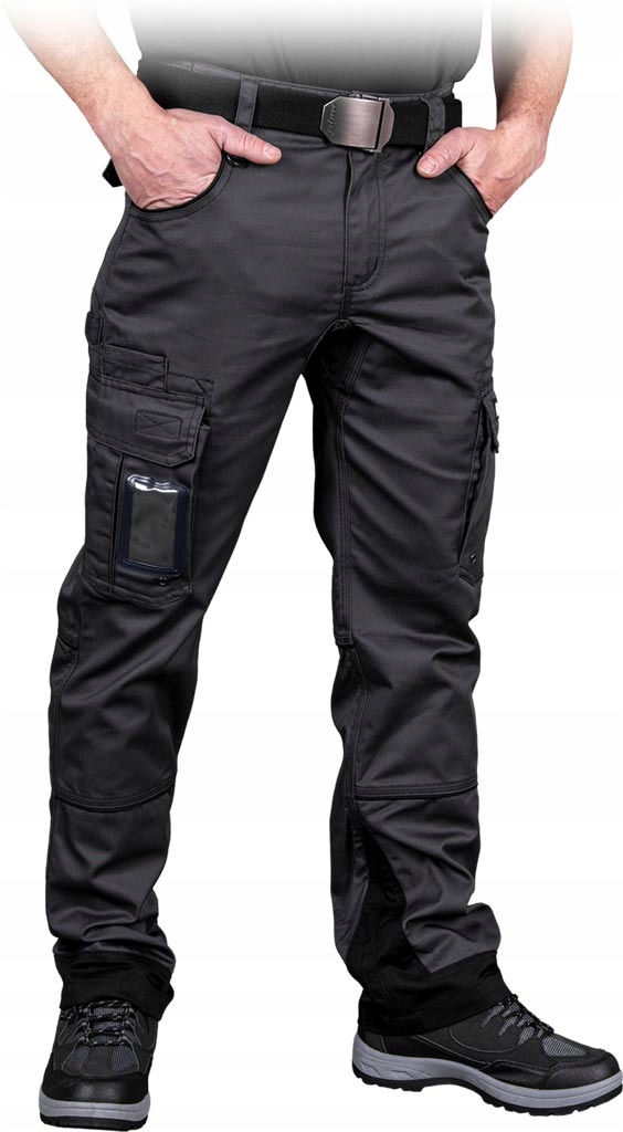 Spodnie robocze ochronne z kieszeniami bojówki mocne czarne