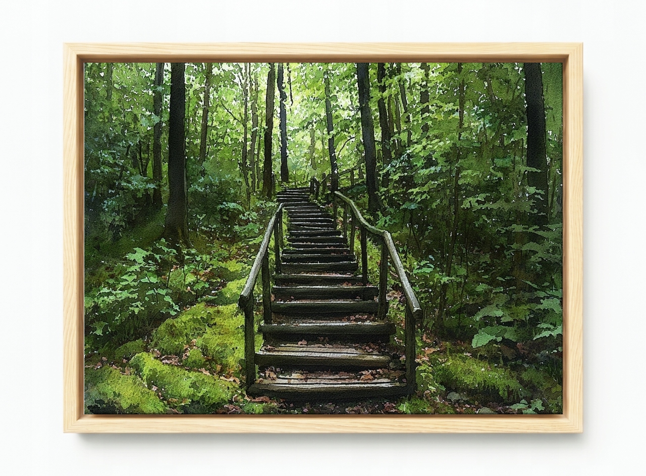 Obraz Rám Americký Box Krajina Kopec Les Stromy Schody Stezka 120x80