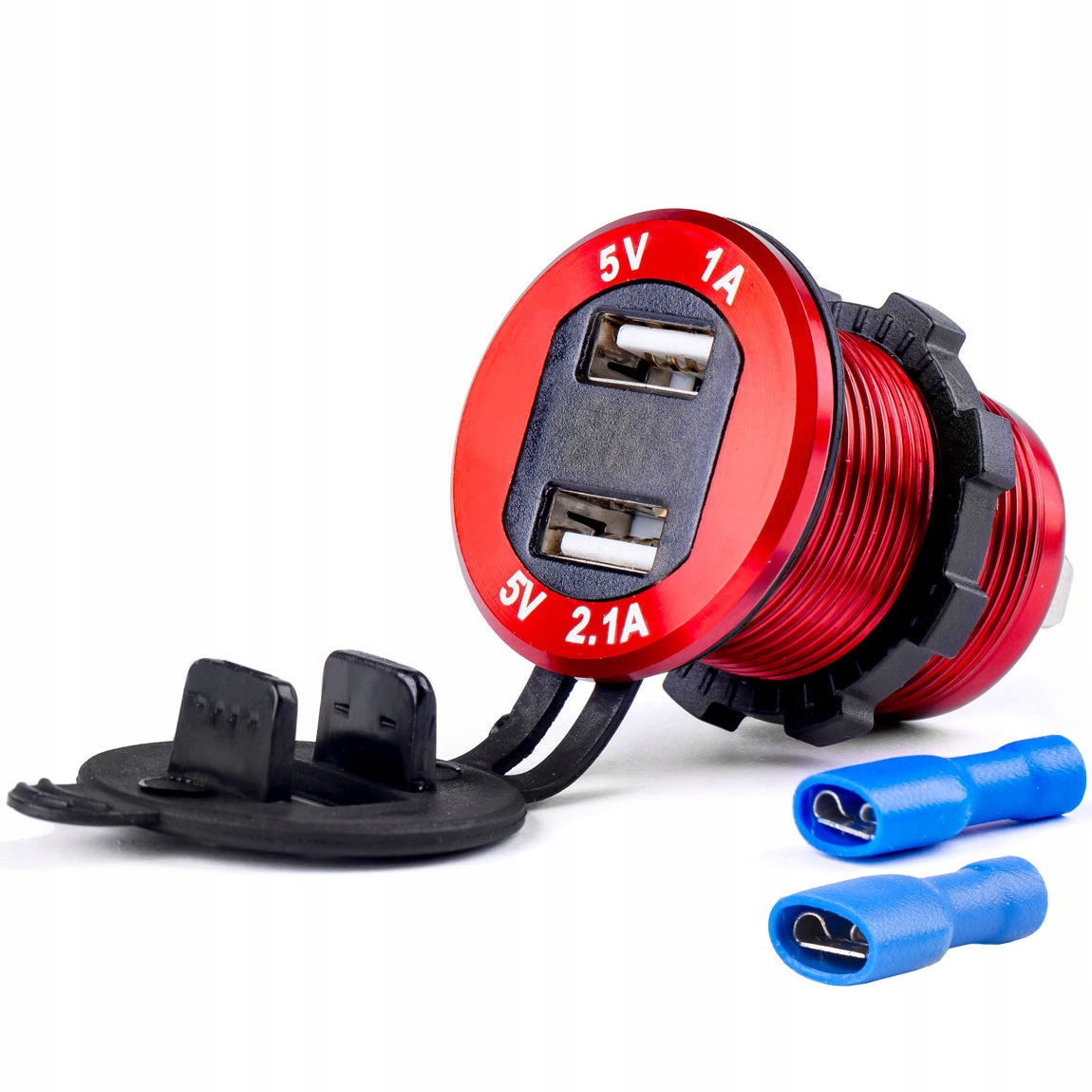 ŁADOWARKA SAMOCHODOWA 2xUSB 5V 1/2.1A czerwona Waga produktu z opakowaniem jednostkowym 1 kg