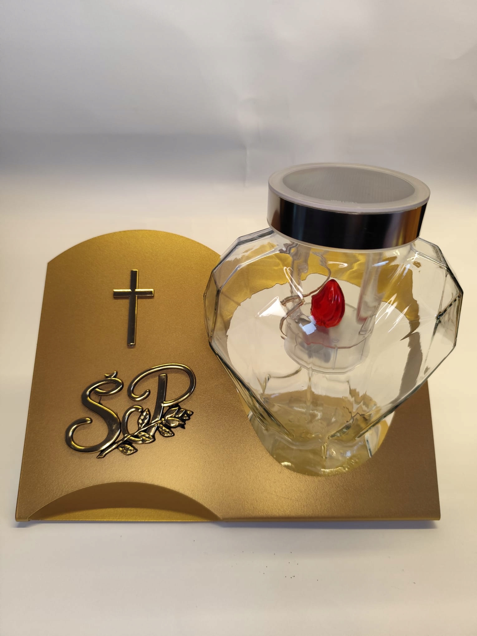 Solární Hřbitovní Svíčka kniha, Sklo , kovový podstavec Z-1325 All Saints