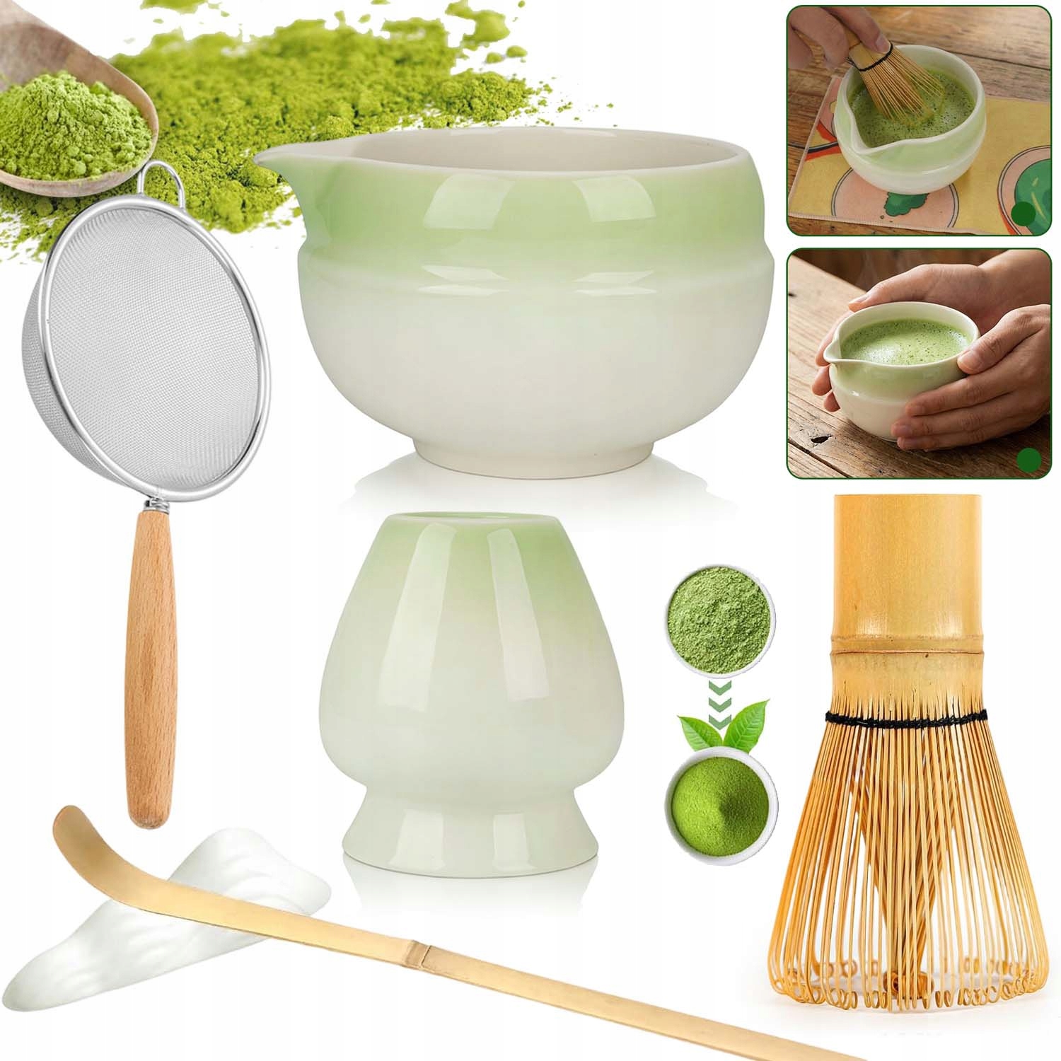 Chashaku Bambusowy Zestaw Prezentowy Do Herbaty Matchy Trzepaczka Łyżka