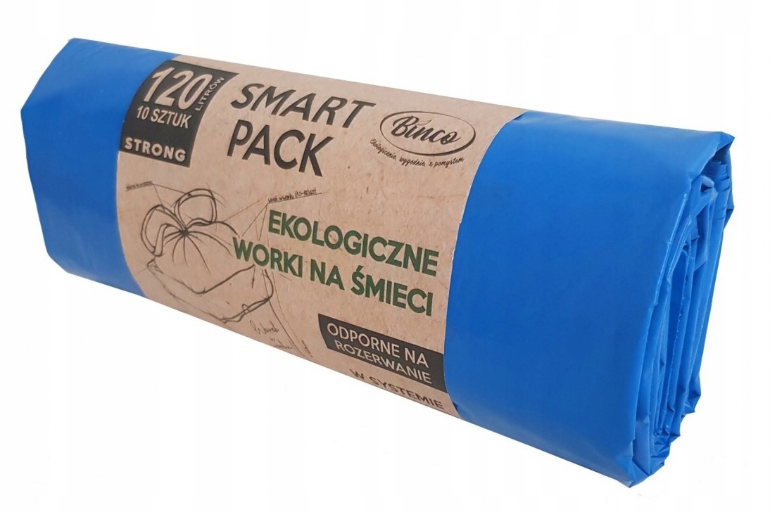 

Ekologiczne mocne worki na śmieci z taśmą 120L