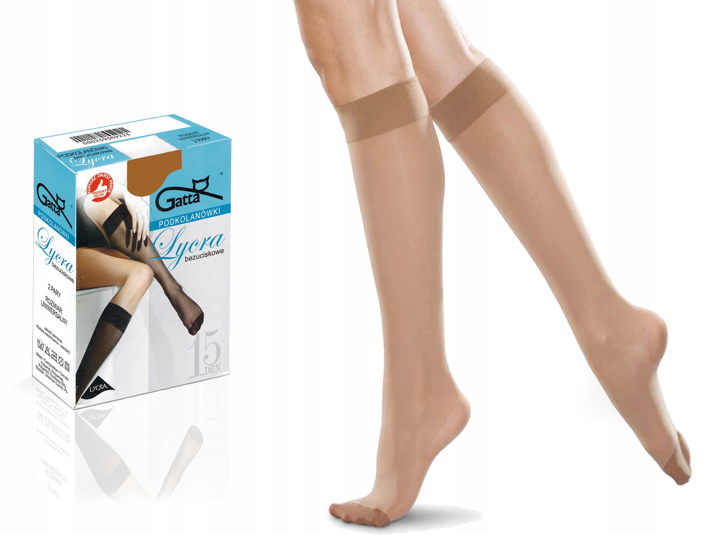 

Podkolanówki Gatta lycra, 15den, 2 pary golden uni