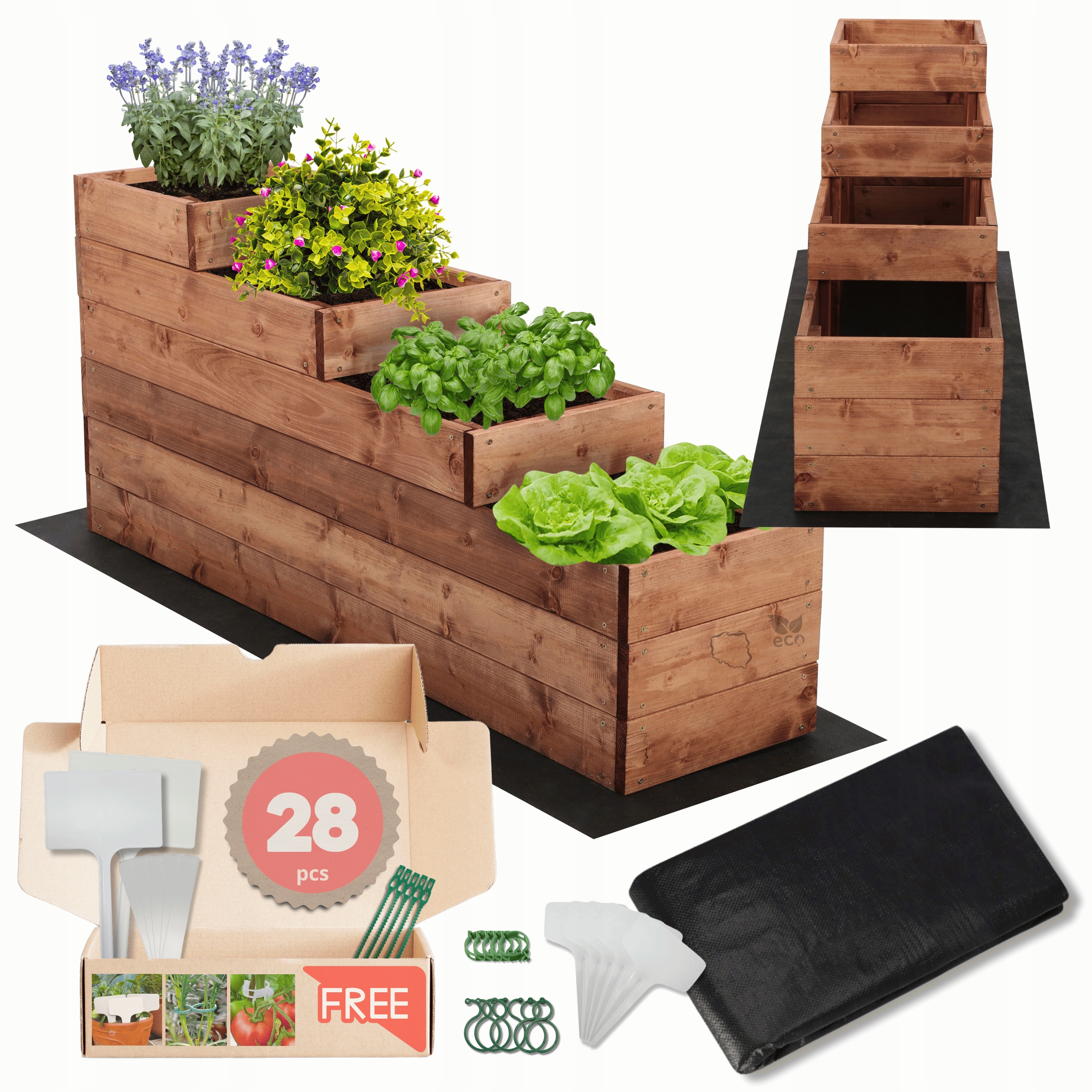 Truhlík na zeleninu zeleninová zahrada Impregnovaný 54x30x120 Bonus Vysoký Eco