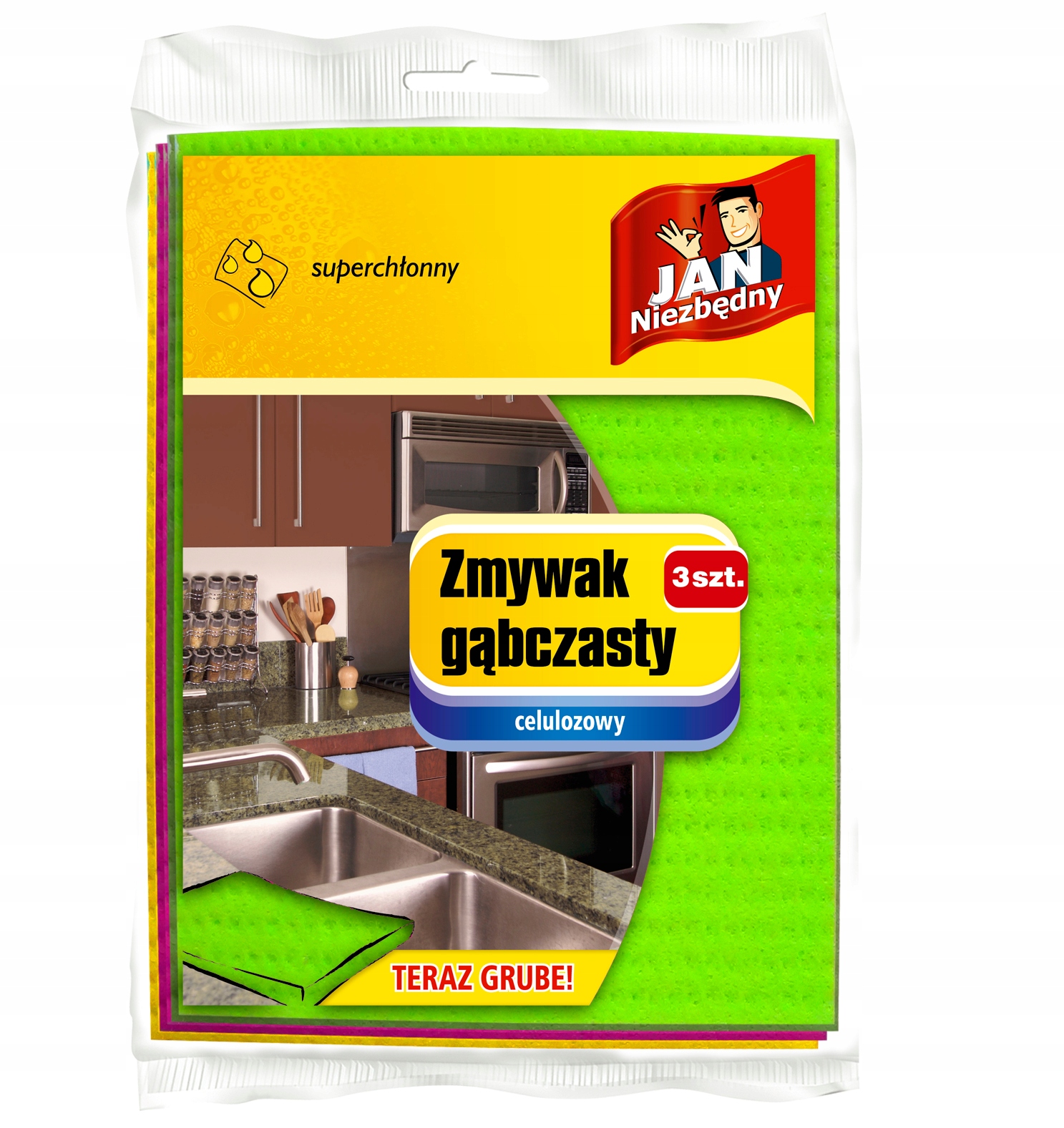 

Jan Niezbędny, zmywak gąbczasty celulozowy, 3 szt.