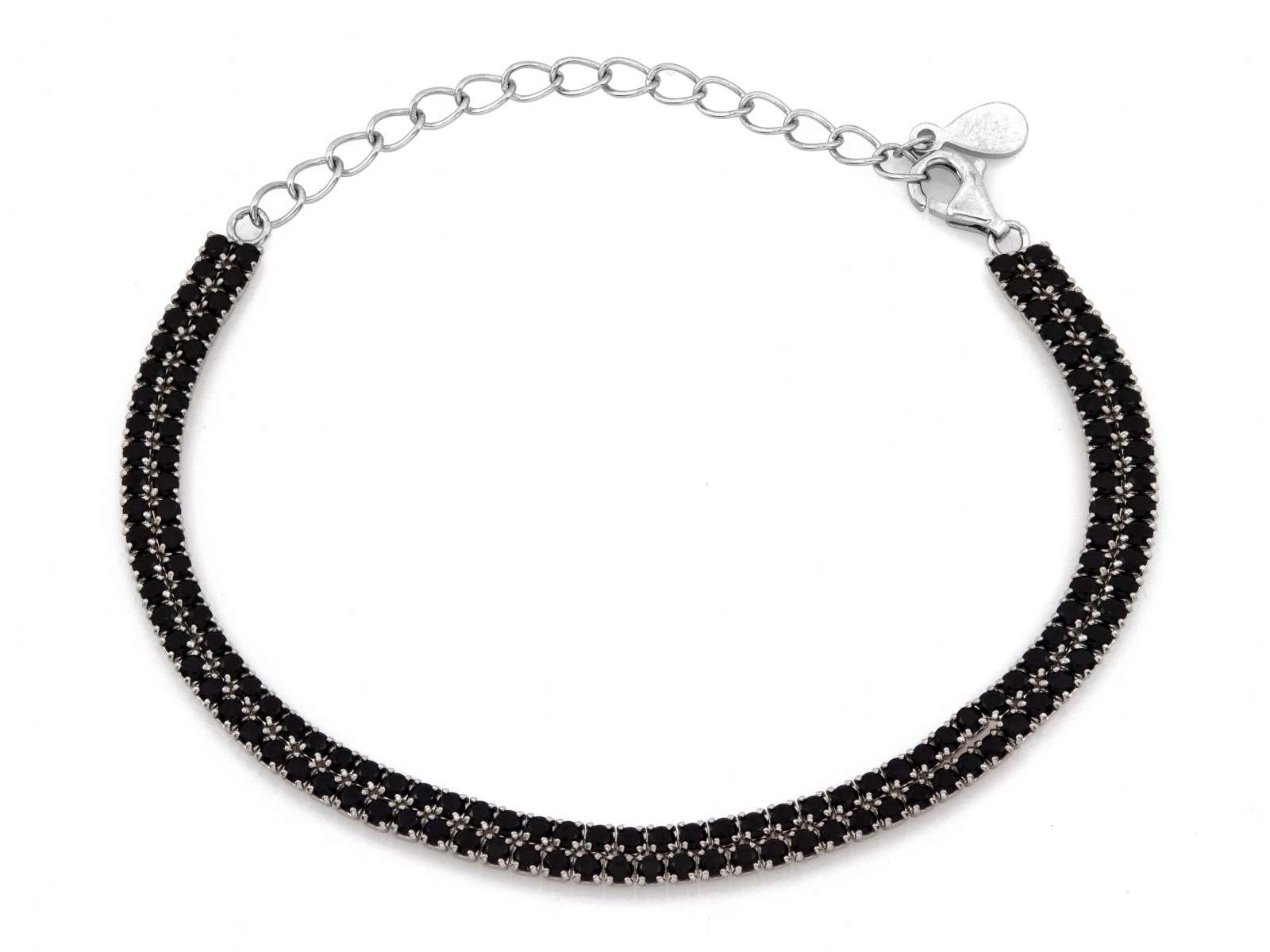 Stříbrný náramek pro ženu 925 Tenis s černými zirkony módní r19