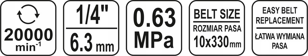 SZLIFIERKA PNEUMATYCZNA TASMOWA YATO YT 09741 Air consumption 170 l min