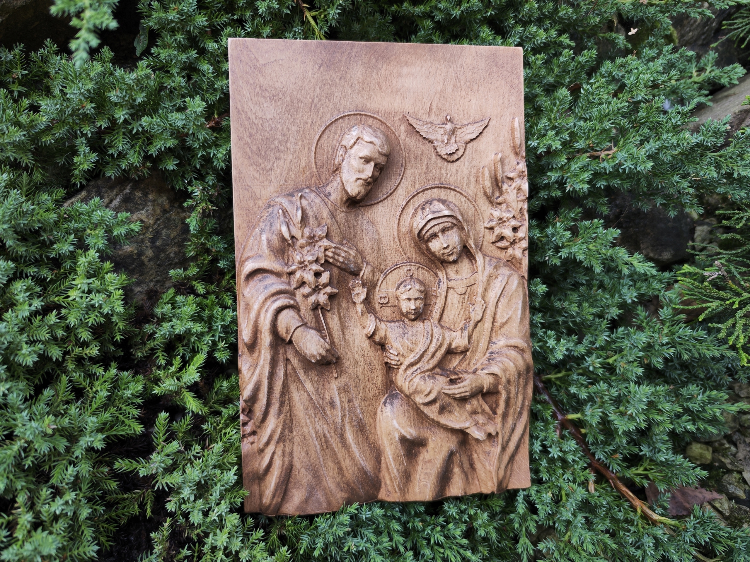 Plácačka dřevěný obraz Svatá rodina III dárek svatba výročí