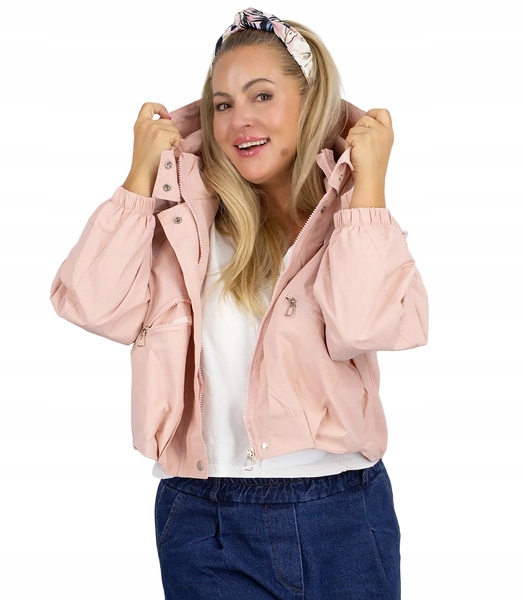 Dámská bomber krátká bunda s kapucí jarní módní Agrafka unisize