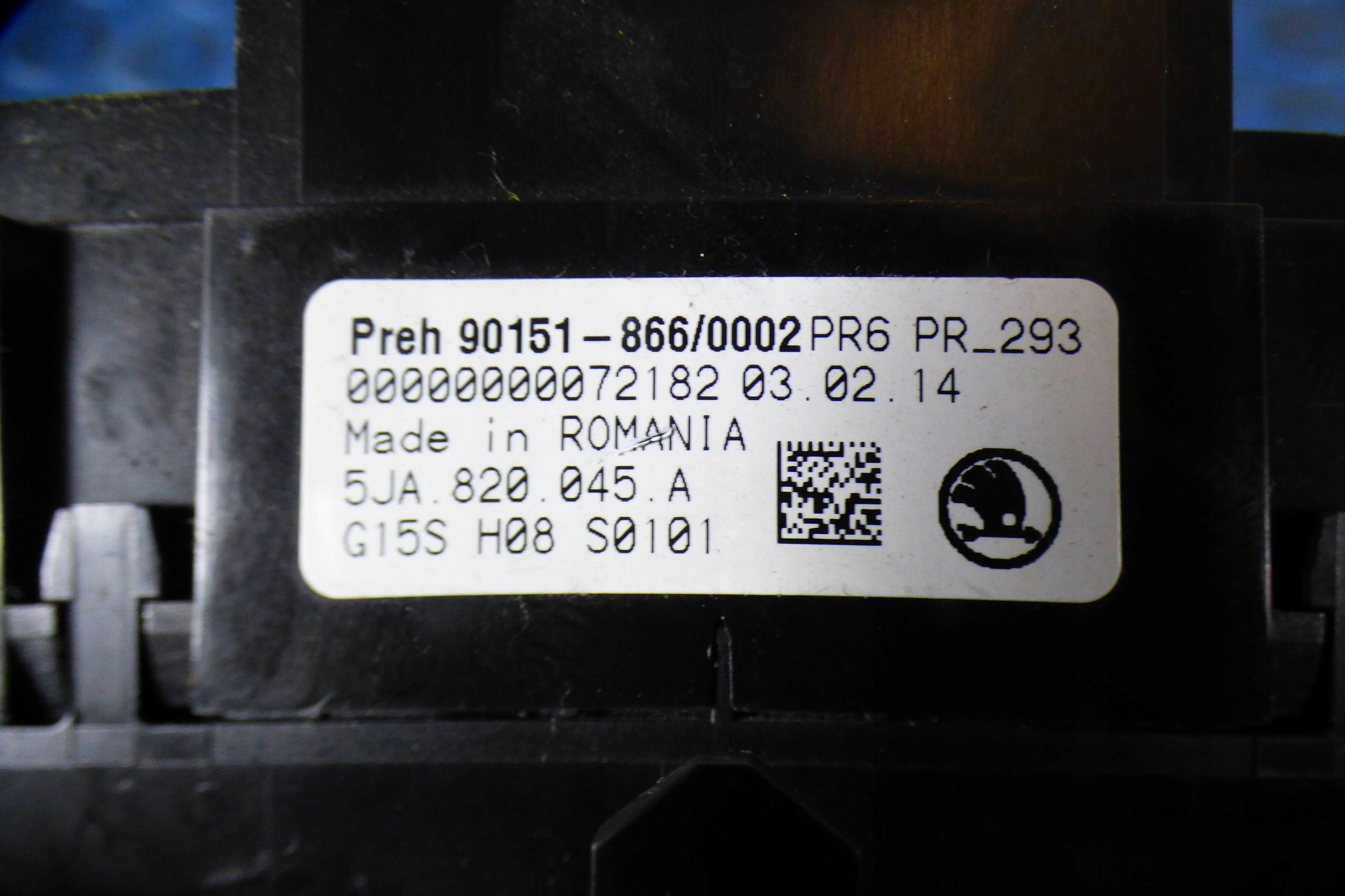 Skoda Rapid Unite commande clima 5JA820045A