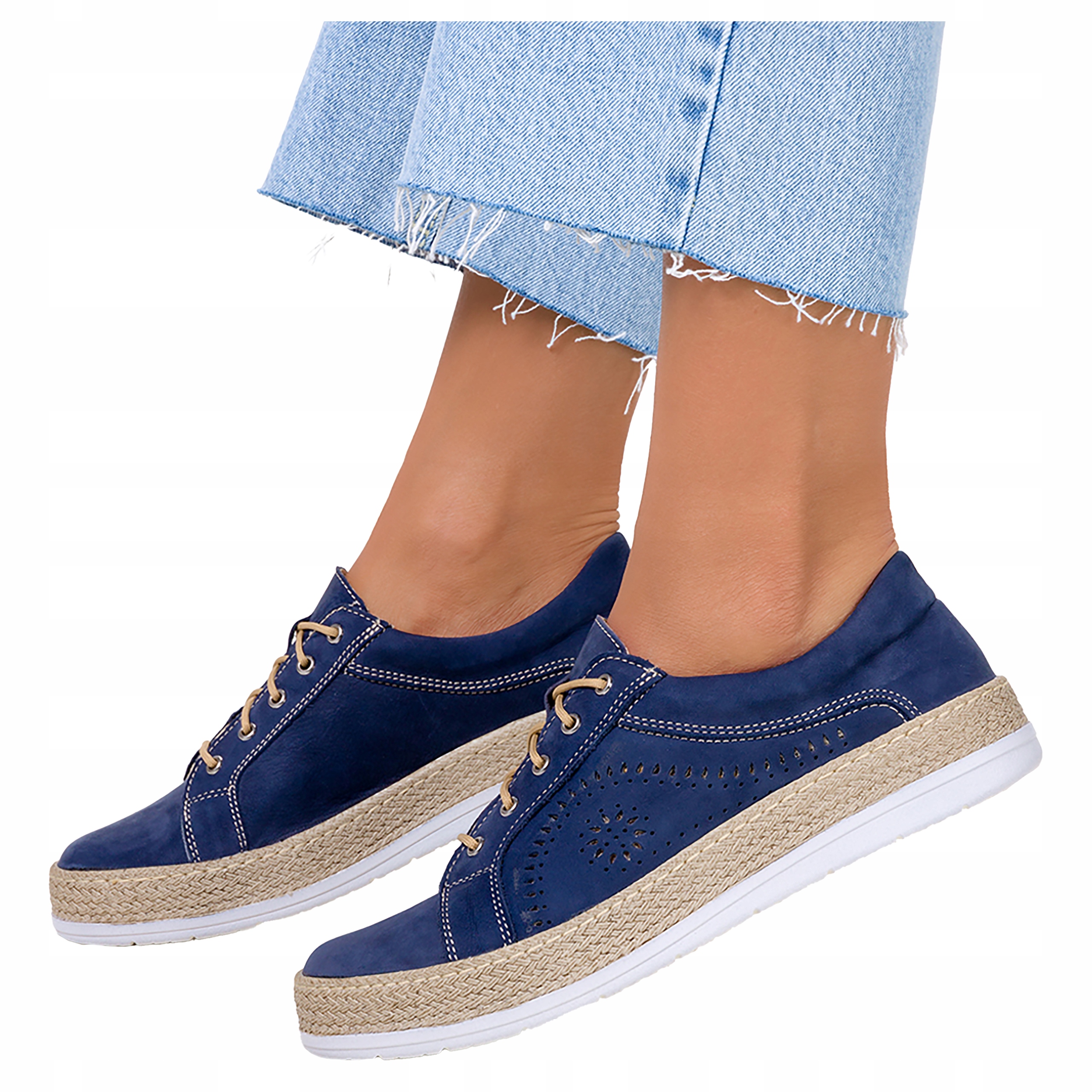 Polobotky Espadrilky Prolamované Boty Polská Kůže New 36