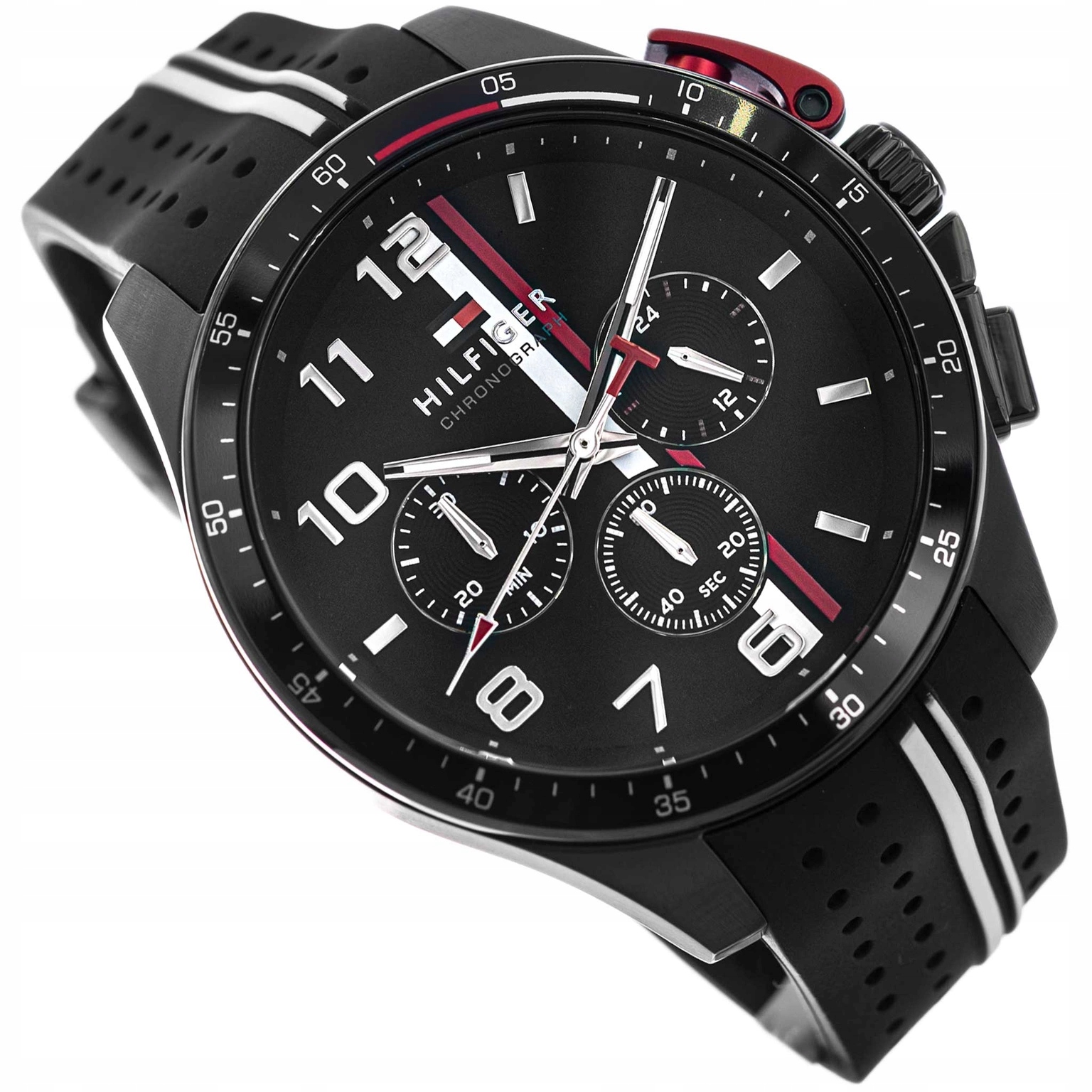 Pánské Hodinky Tommy Hilfiger 1792168 Bank Černé S Módním Chronografovým Páskem