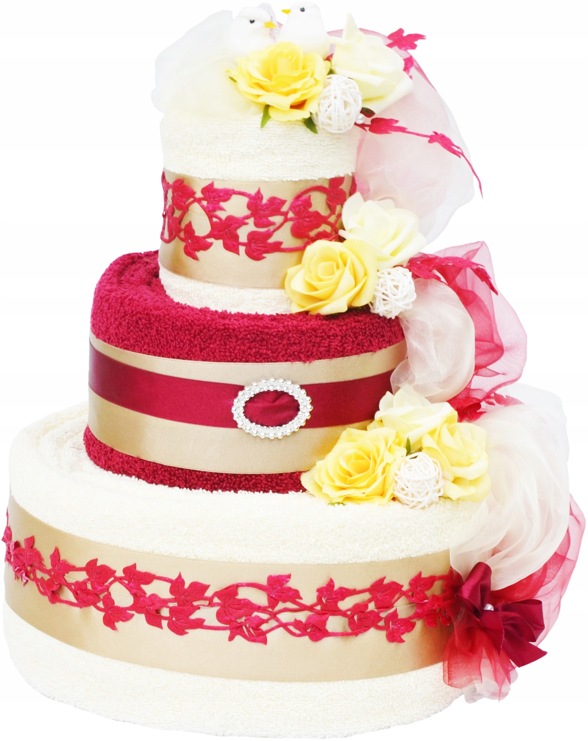 Komplet Ręczników z Haftami Prezent na Ślub Tort