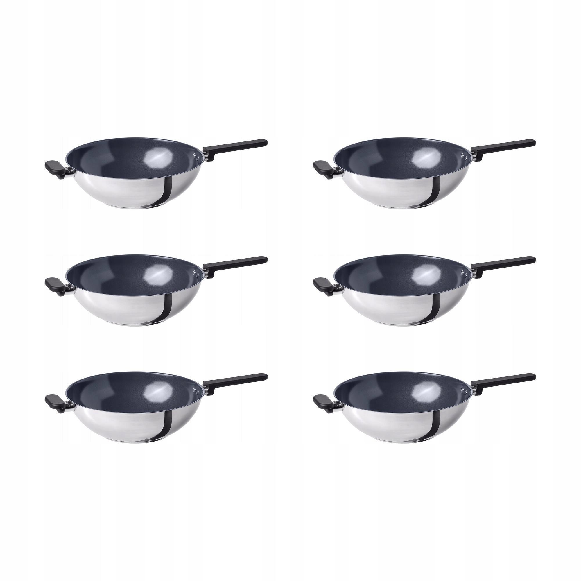 6 ks Wok Middagsmat 32 cm nerezová ocel, nepřilnavý povrch