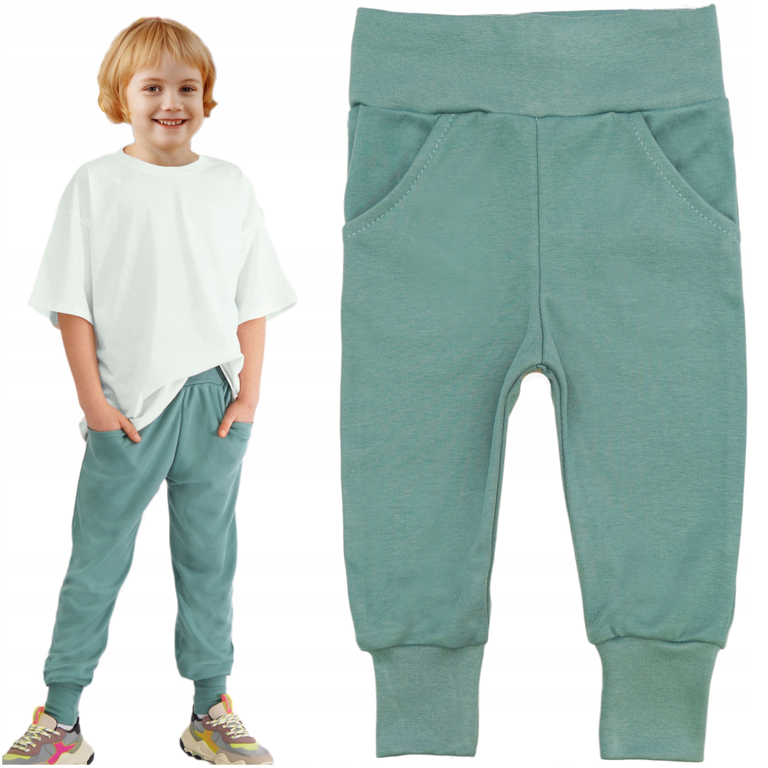 Szałwia spodnie bawełniane z wyciąganą gumką wiosna jesień 134 ROBIK Wiek dziecka 8 lat +