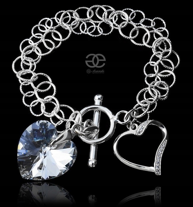 Krystaly Krásný náramek Comet Srdce Stříbro