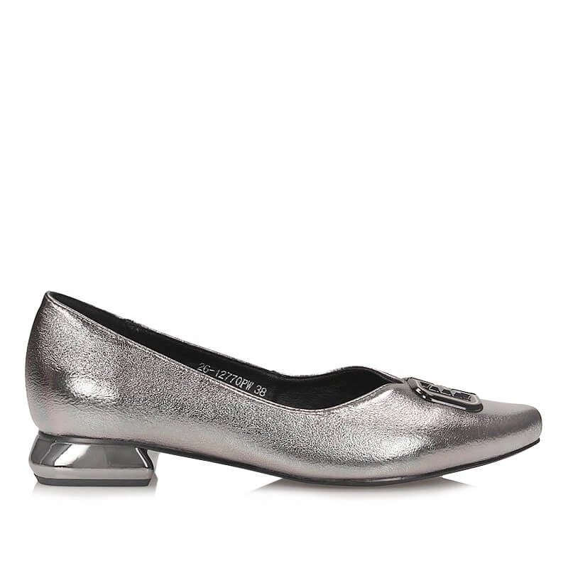 Dámské baleríny Potocki 26-12770PW Pewter, stříbrné, nazouvací polobotky