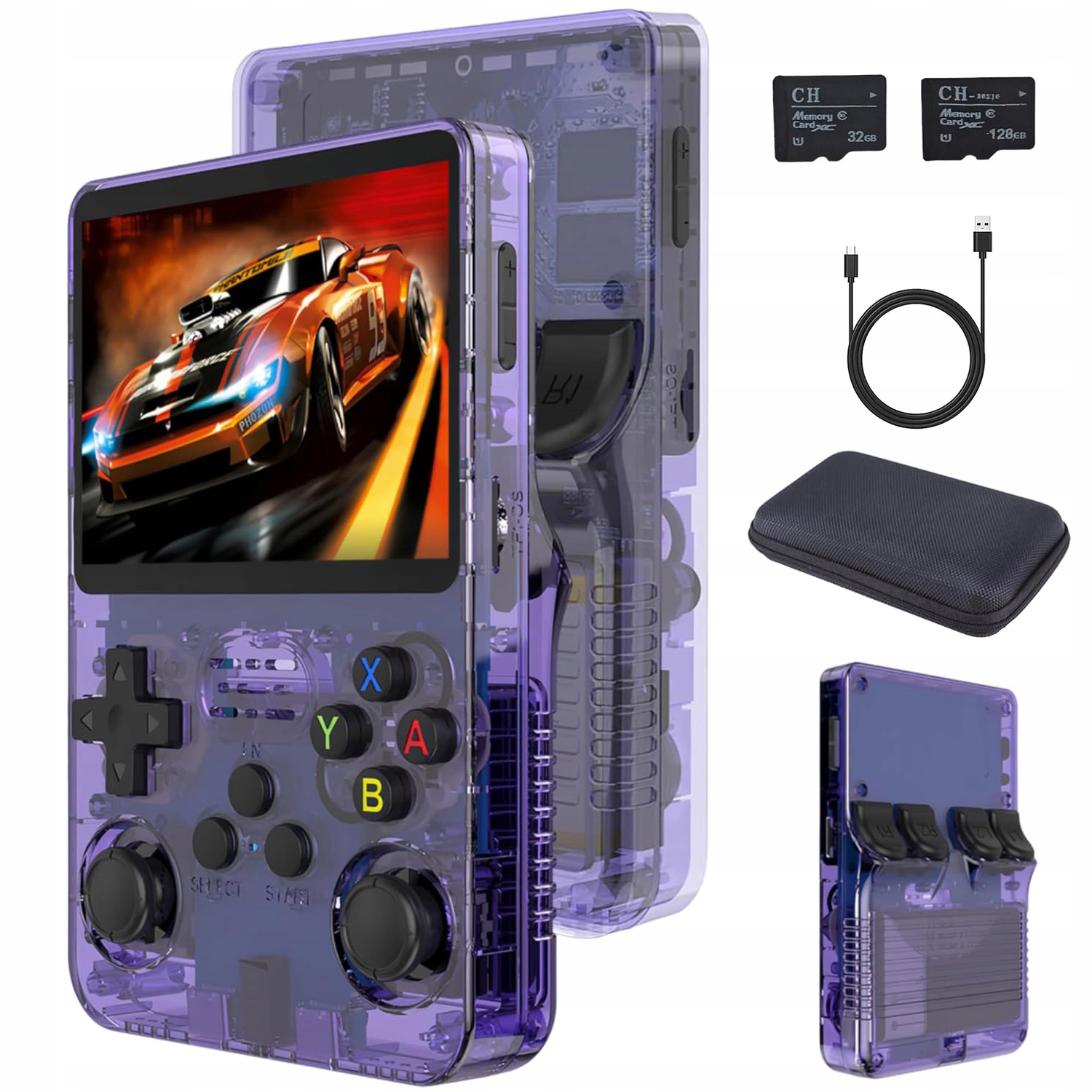 Přenosná Konzole R36S Pro Retro Hry 21000 Her 128G 32G 3.5'' Ips Linux