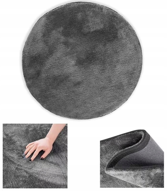 Koberec Morko Kulatý 80 CM Tmavě Šedý, Měkký, Dekorační, Moderní