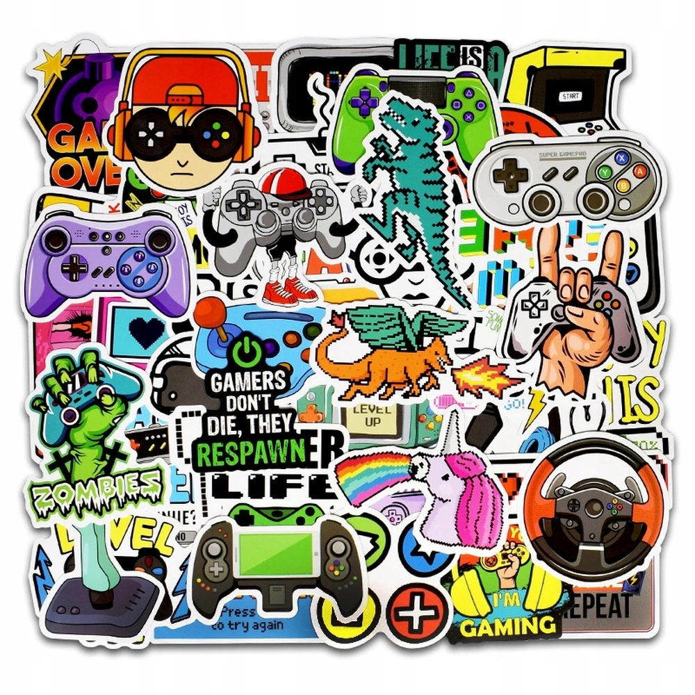 

Game MIX Naklejki Wodoodporne Zestaw 50 szt