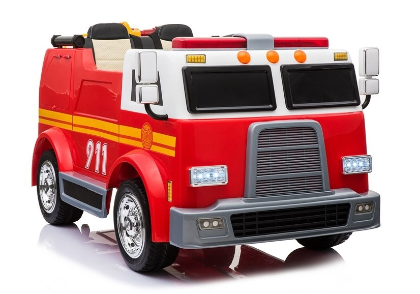 Wóz Strażacki Pojazd na Akumulator Czerwony Dla Dzieci Pilot Sikawka LL911