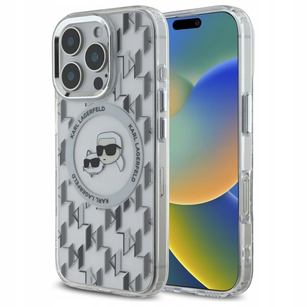 Pouzdro Karl Lagerfeld pro iPhone 16 Pro 6.3 průhledný IML Monogram MagSafe