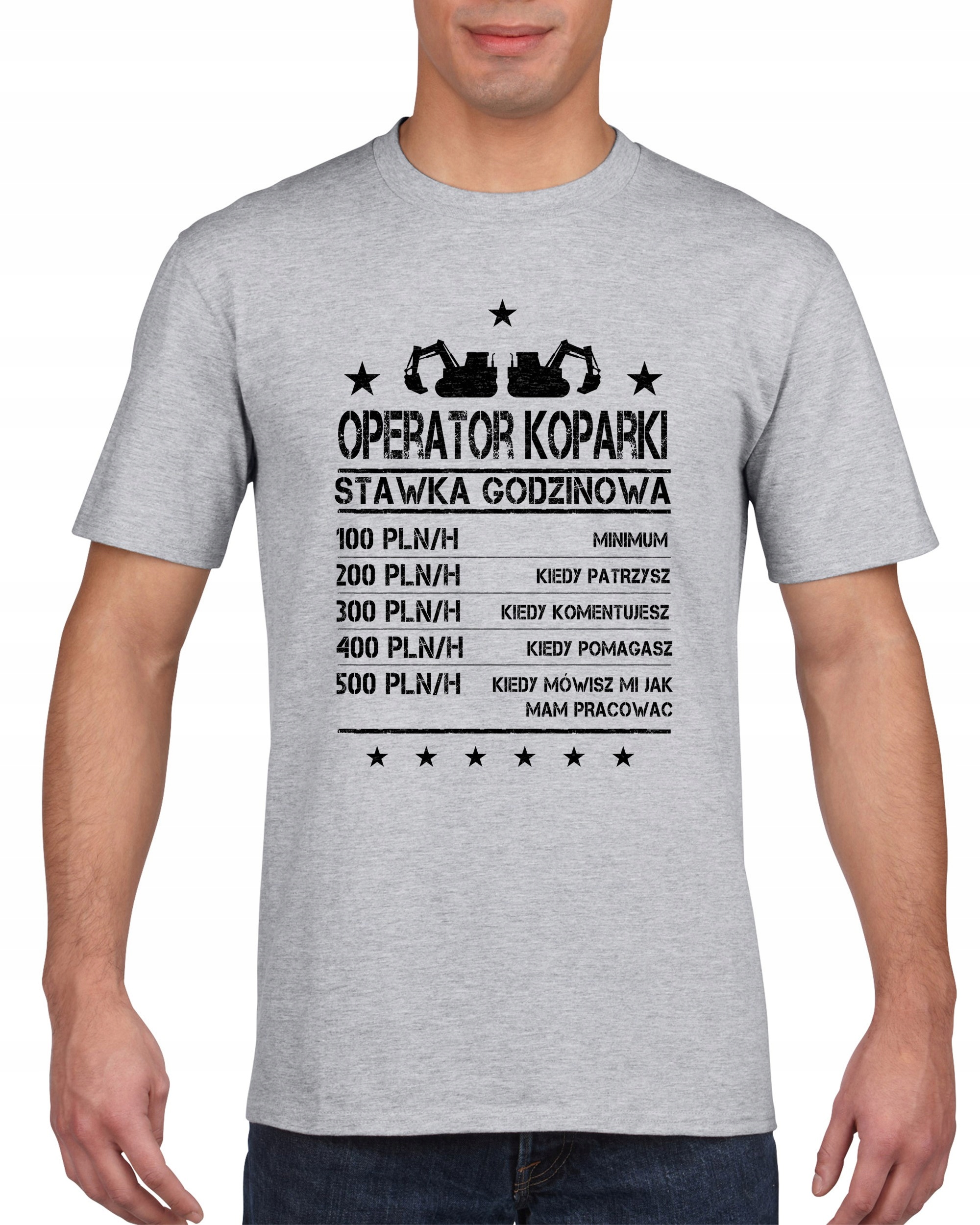 

Koszulka męska Operator koparki stawka godzinowa L