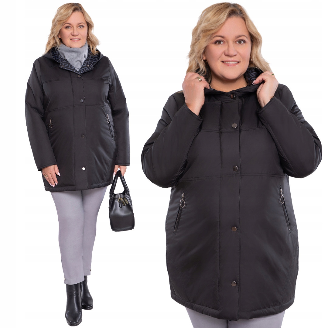 Přechodná černá bunda s kapucí 54