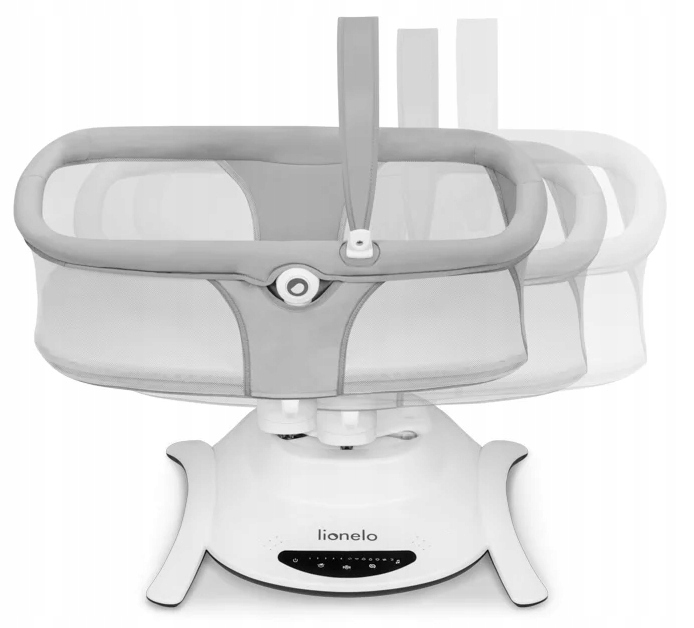 Lionelo Bella Set 2w1 Leżaczek Bujaczek Gondola Łóżeczko pilot melodie Kolor biały odcienie szarości i srebra