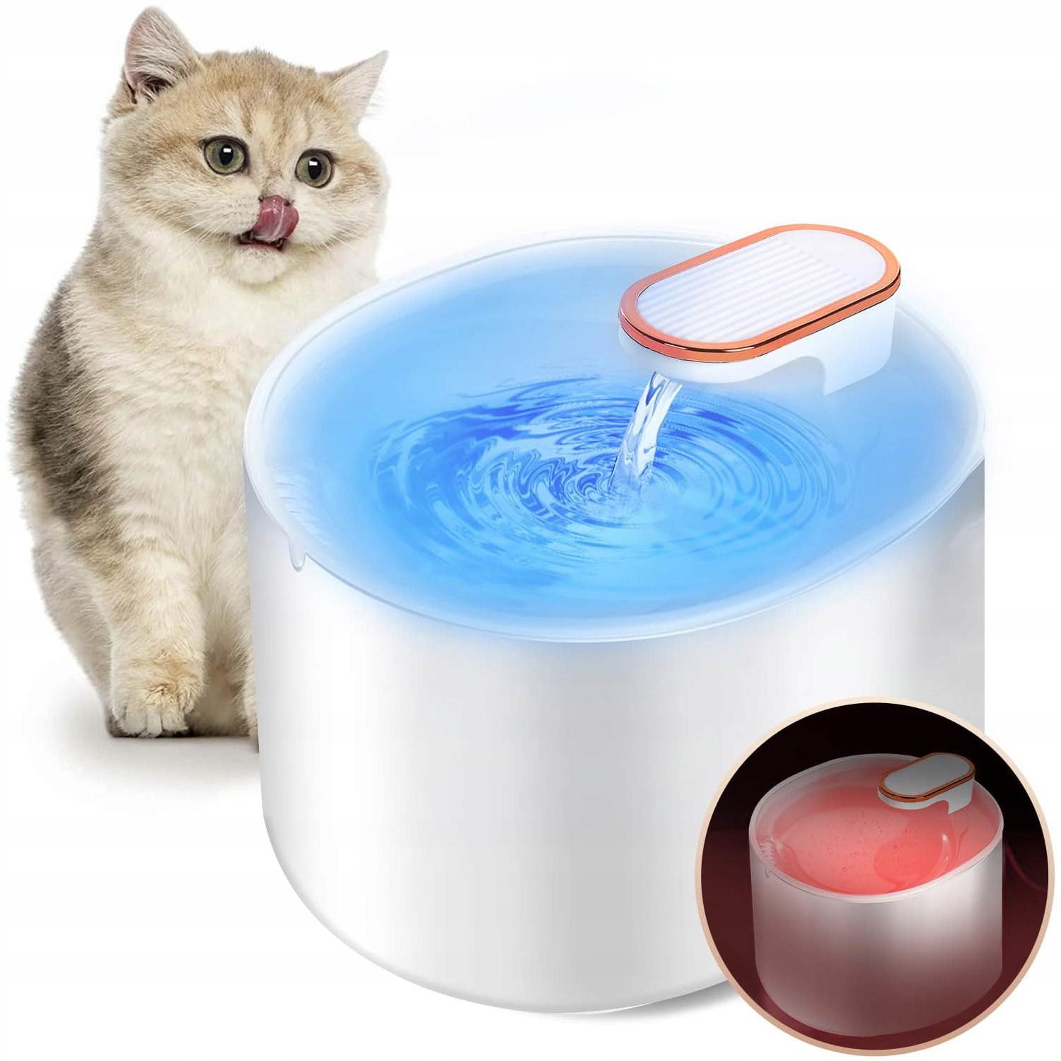 Levně Napáječka Pro Psy S Led Pro Kočky 3 L Fontána Bezdrátový Filtr S Aktivním Uhlím
