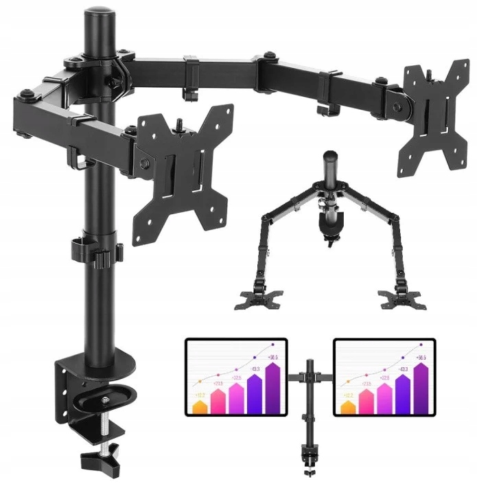 Biurkowy Obrotowy Uchwyt na dwa monitory 10-27" VX-172