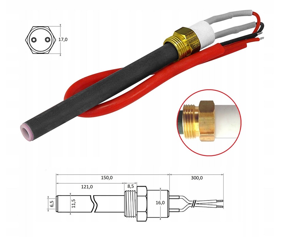 Zapalovač ohřívač svíčka pelety 300W keramický 3/8