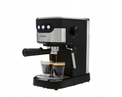 Pákový kávovar na kávu 1100 W Silvercrest Semb 1100 B1, čierny/strieborný