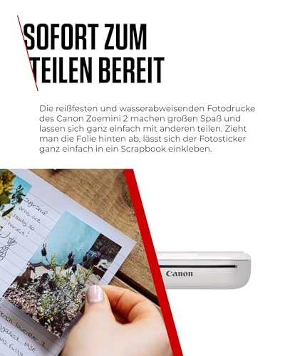 CANON Zoemini 2 Mobilny Drukarka Zdjęć Zestaw ZINK 20 Papierów 10 Naklejek — miniatura 8
