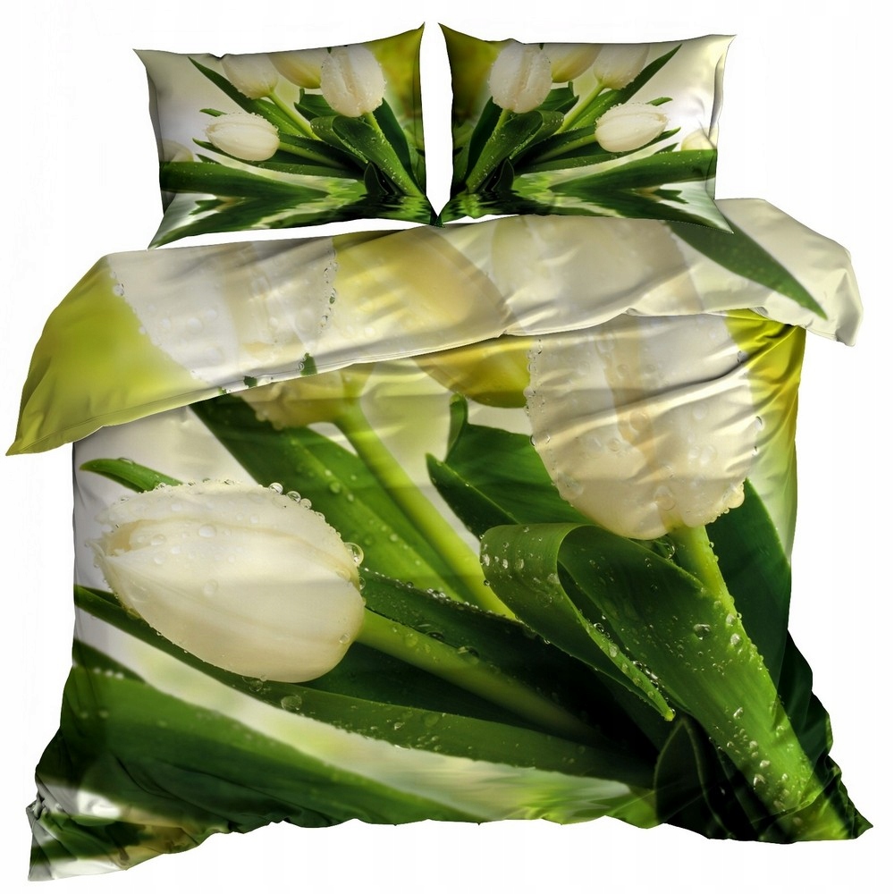 Bavlna saténové Povlečení 140x200 cm Květiny Tulipány