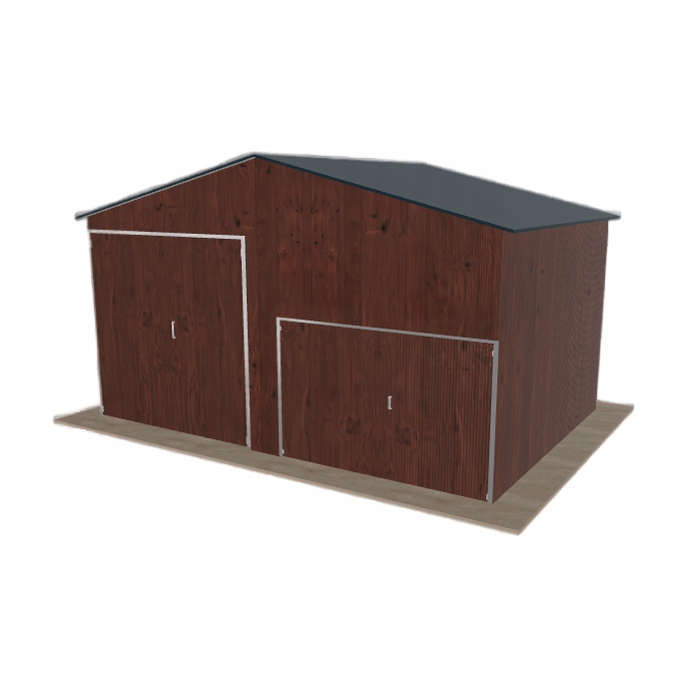 Plechová hala 6.5 x 4.5 m, sedlová, tmavý ořech, vysoká