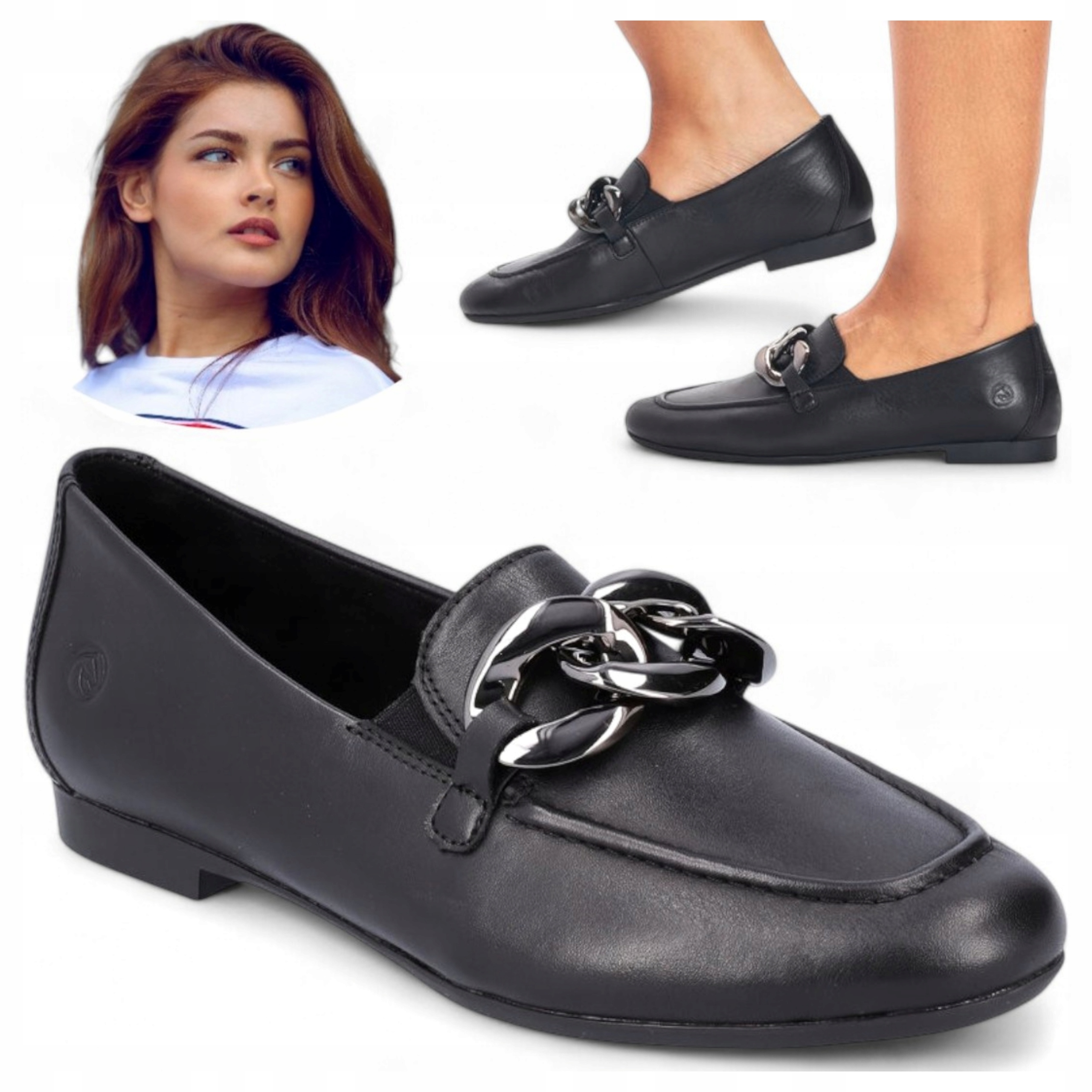 Rieker 38 Kožené mokasíny Remonte pohodlné polobotky nazouvací Lordsy ploché