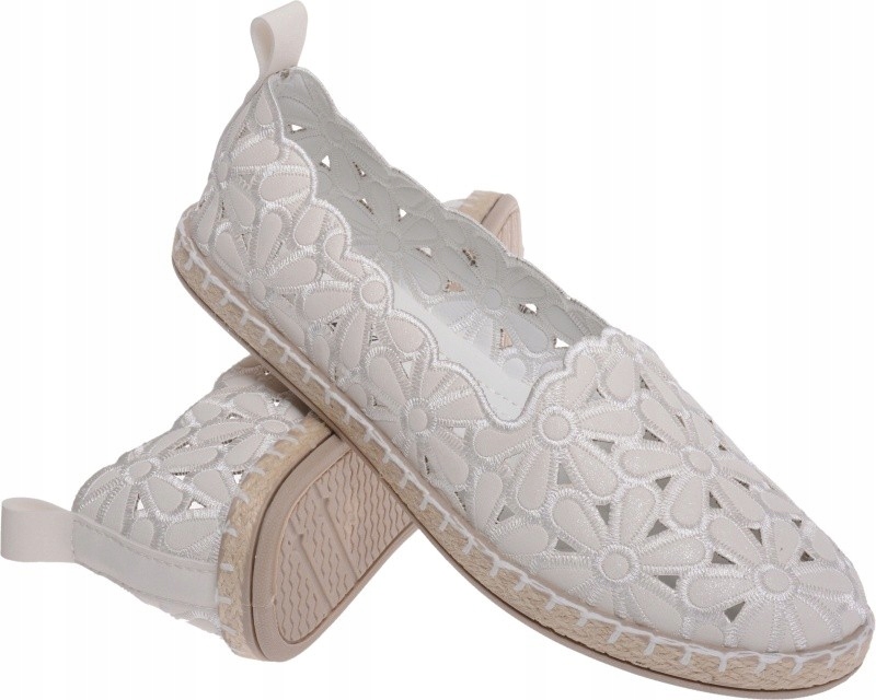 Koronkowe Tenisówki Damskie Espadryle biały 38