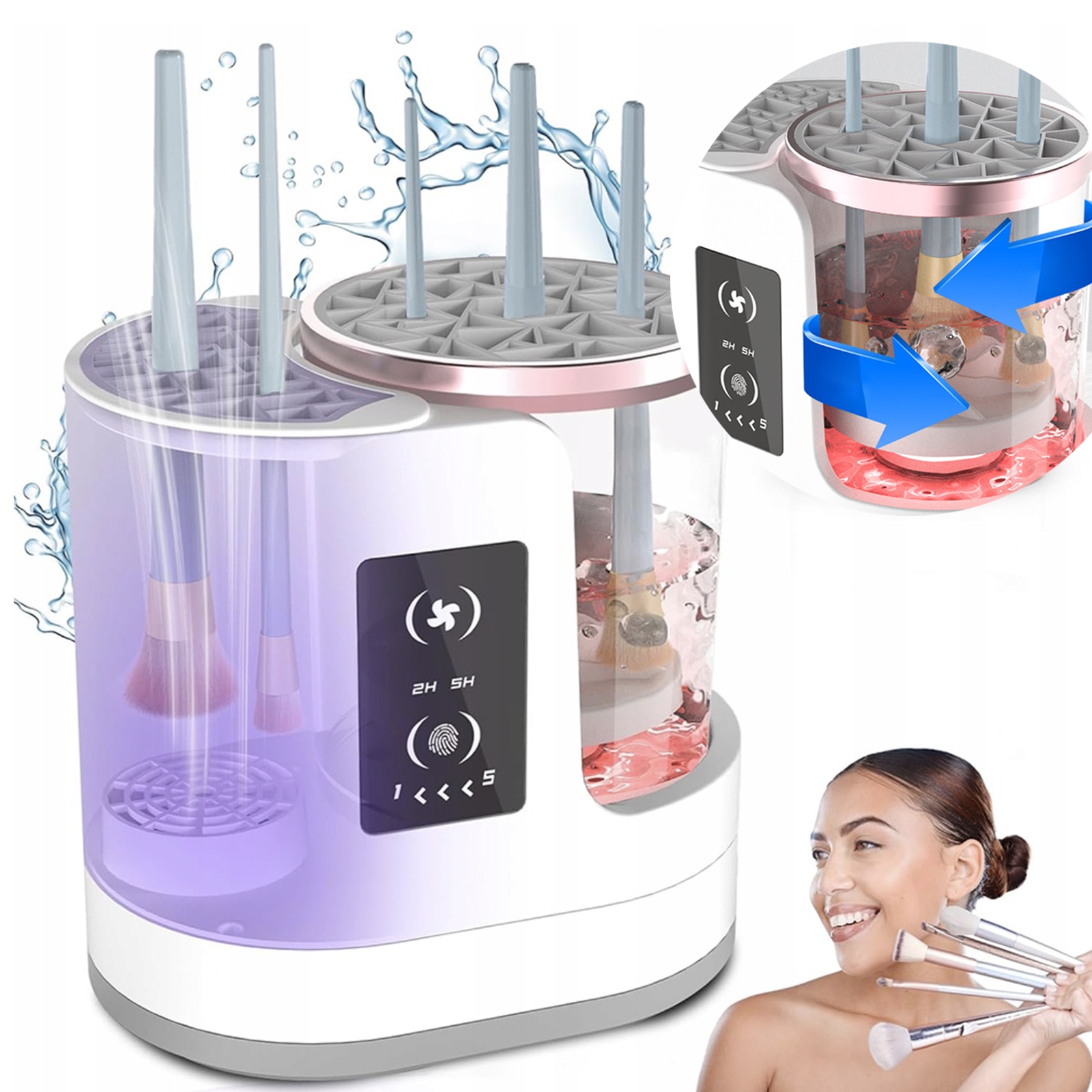 Mycí Přístroj Na Kosmetické Štětce Elektrický Make-up 3V1 Čisticí Vířivý Přístroj
