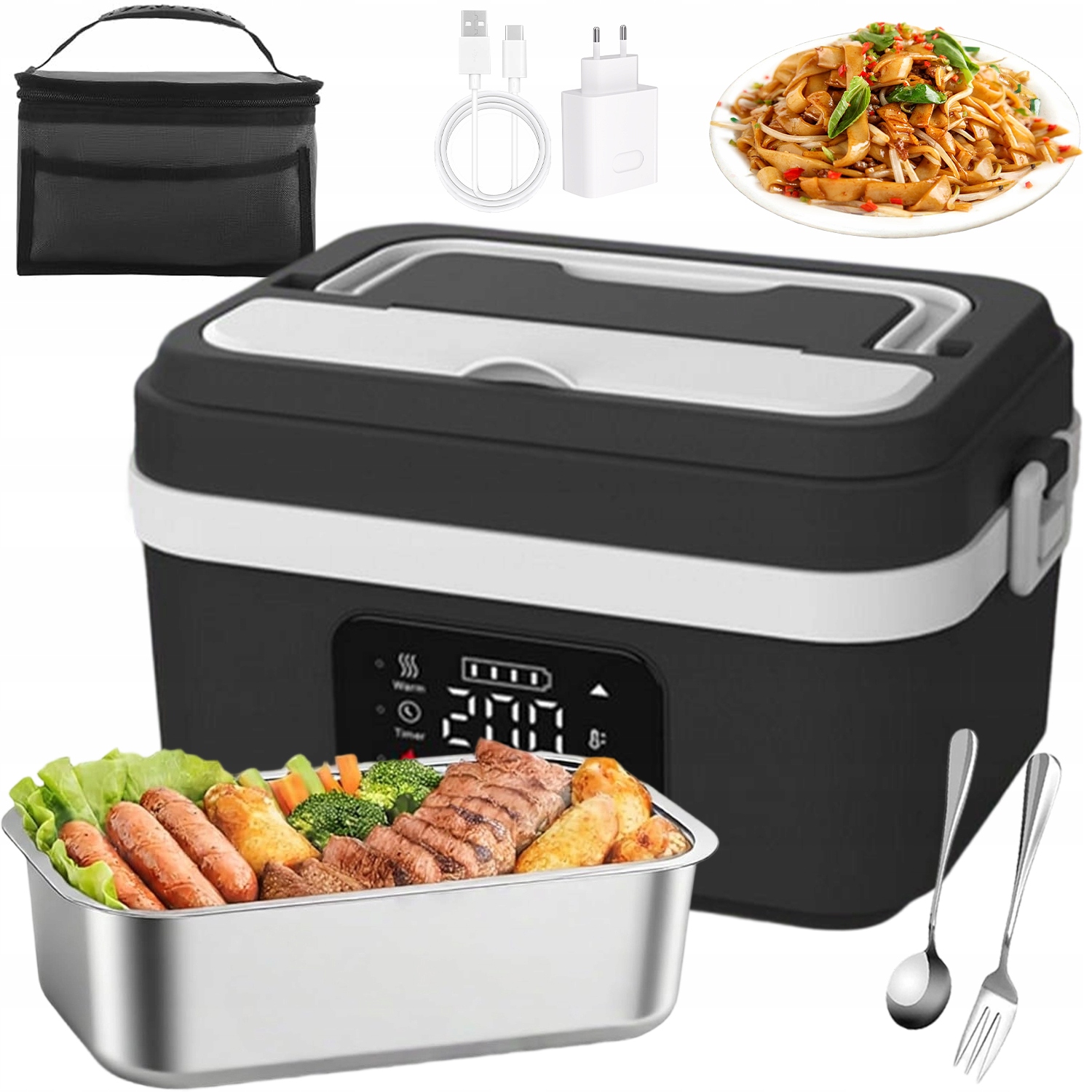 Lunchbox Elektryczny Samochodowy Termos Z Podgrzewaniem Torba Termiczn 1L