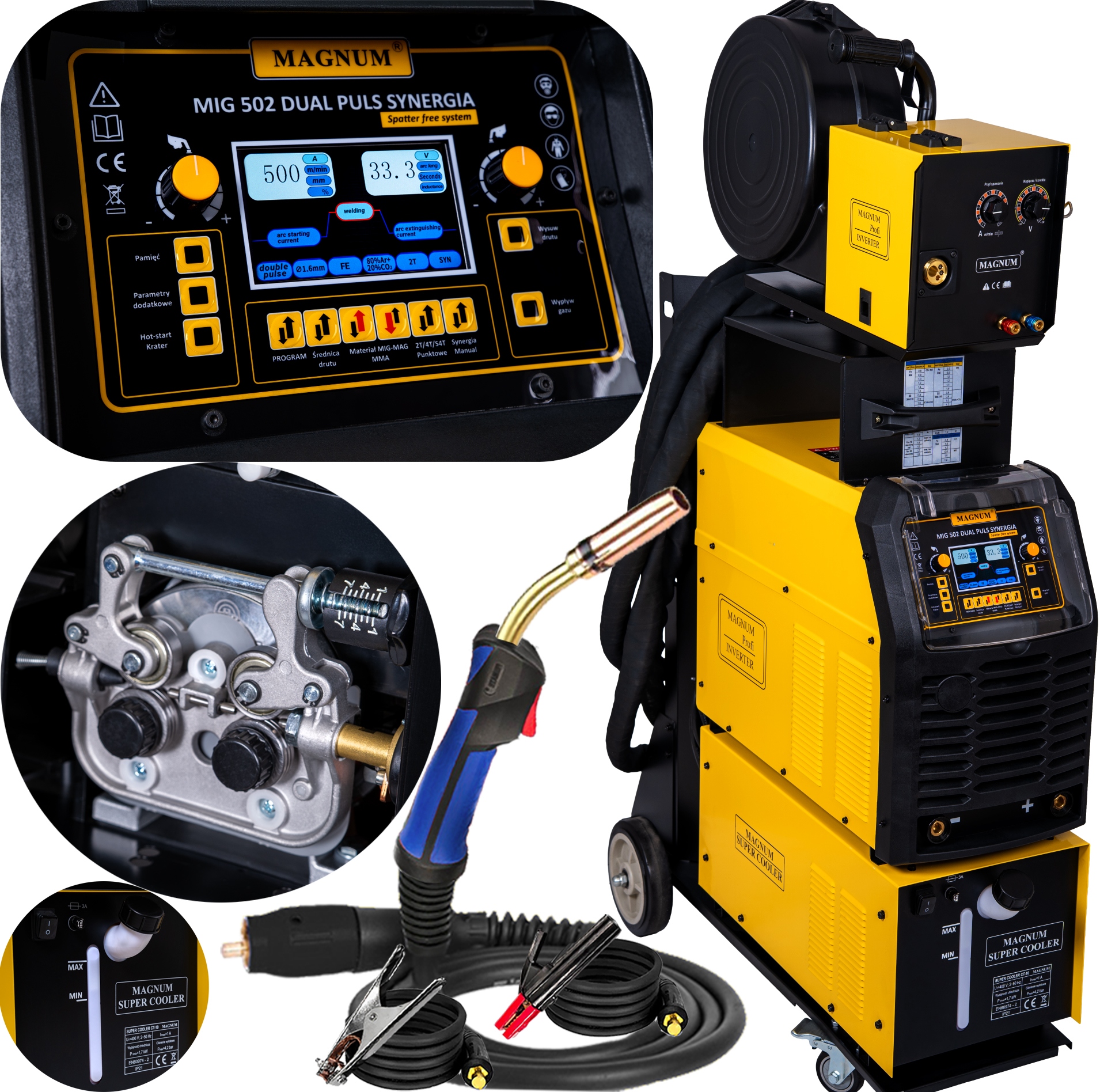 Spawarka Inwertorowa Migomat Magnum Mig 502 Dual Puls Synergia 500A 4x4