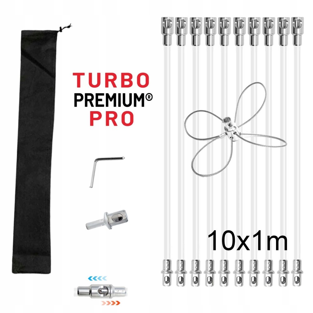 Rotačná kefa na čistenie komína s lankom Turbo Premium Pro 10m