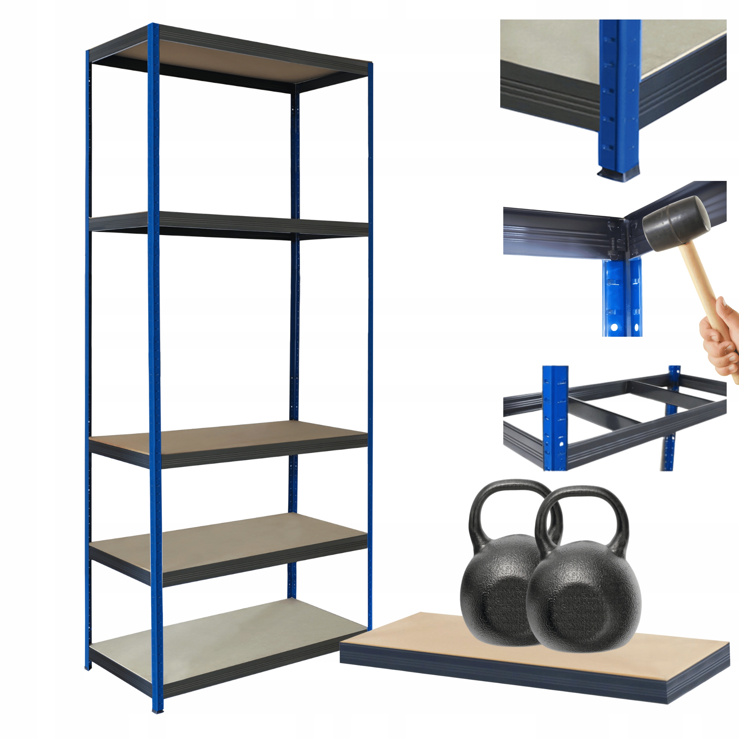 Kovový skladovací regál Helios 213x110x45 cm 5Px275 kg Pevná Obloha