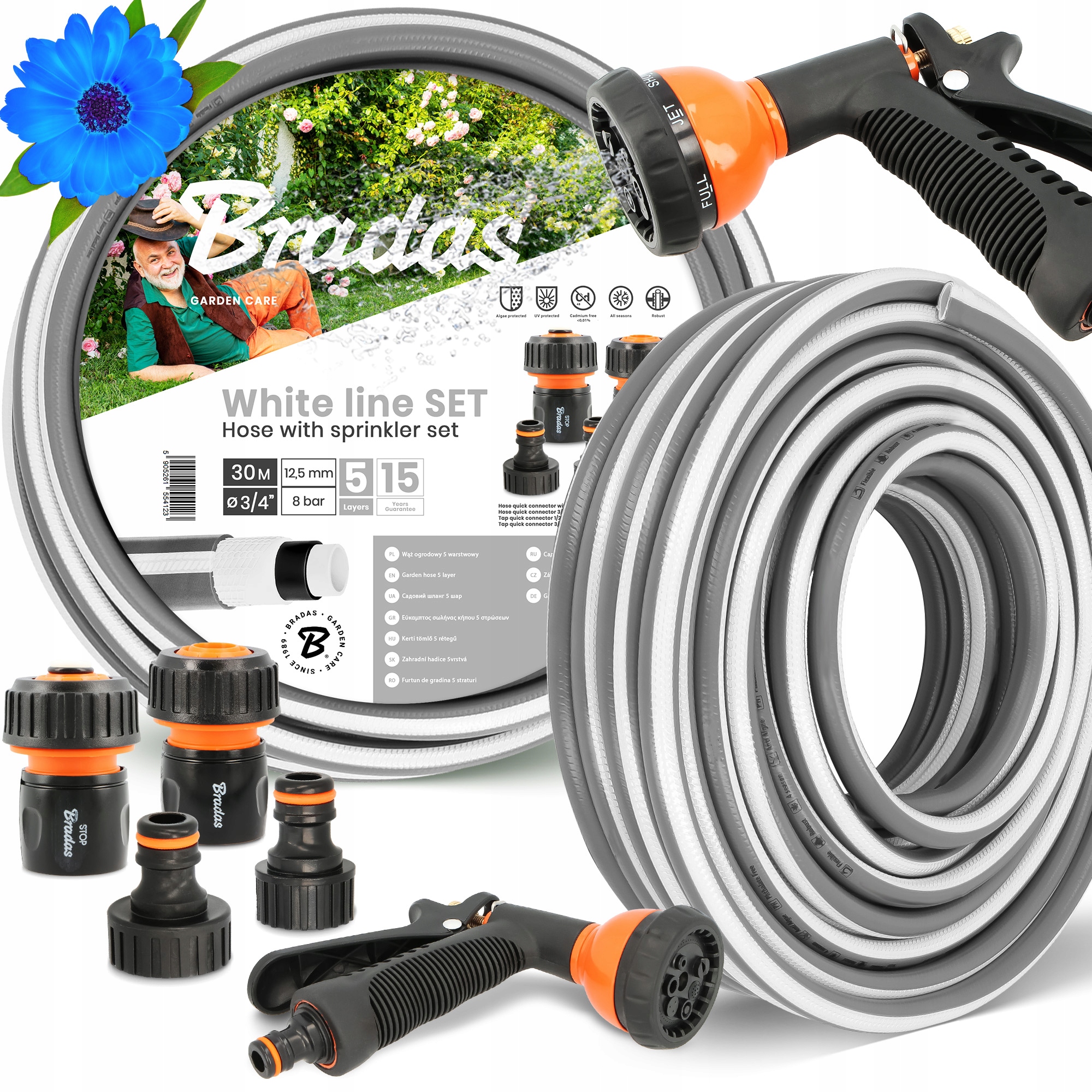 Záhradná Hadica 3/4 Vody Zvinovací Pružný 30 m Ozbrojený Šlauf 5-VRSTVOVÝ Yo