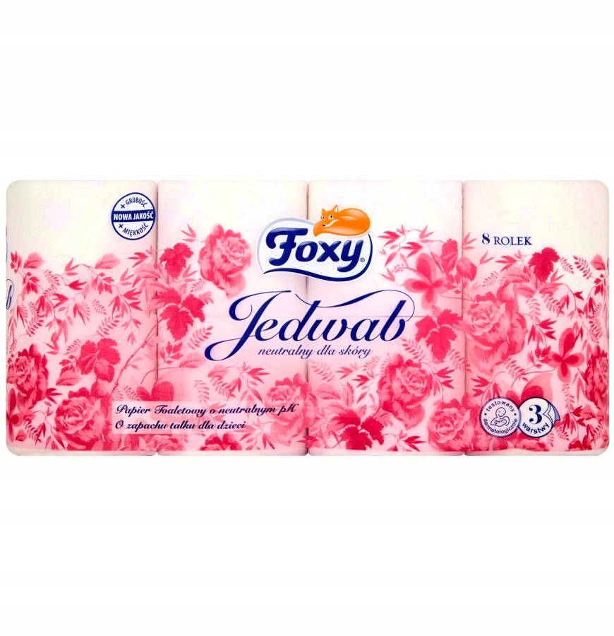 PAPIER TOALETOWY FOXY JEDWAB 8 rolek 3 warstwowy