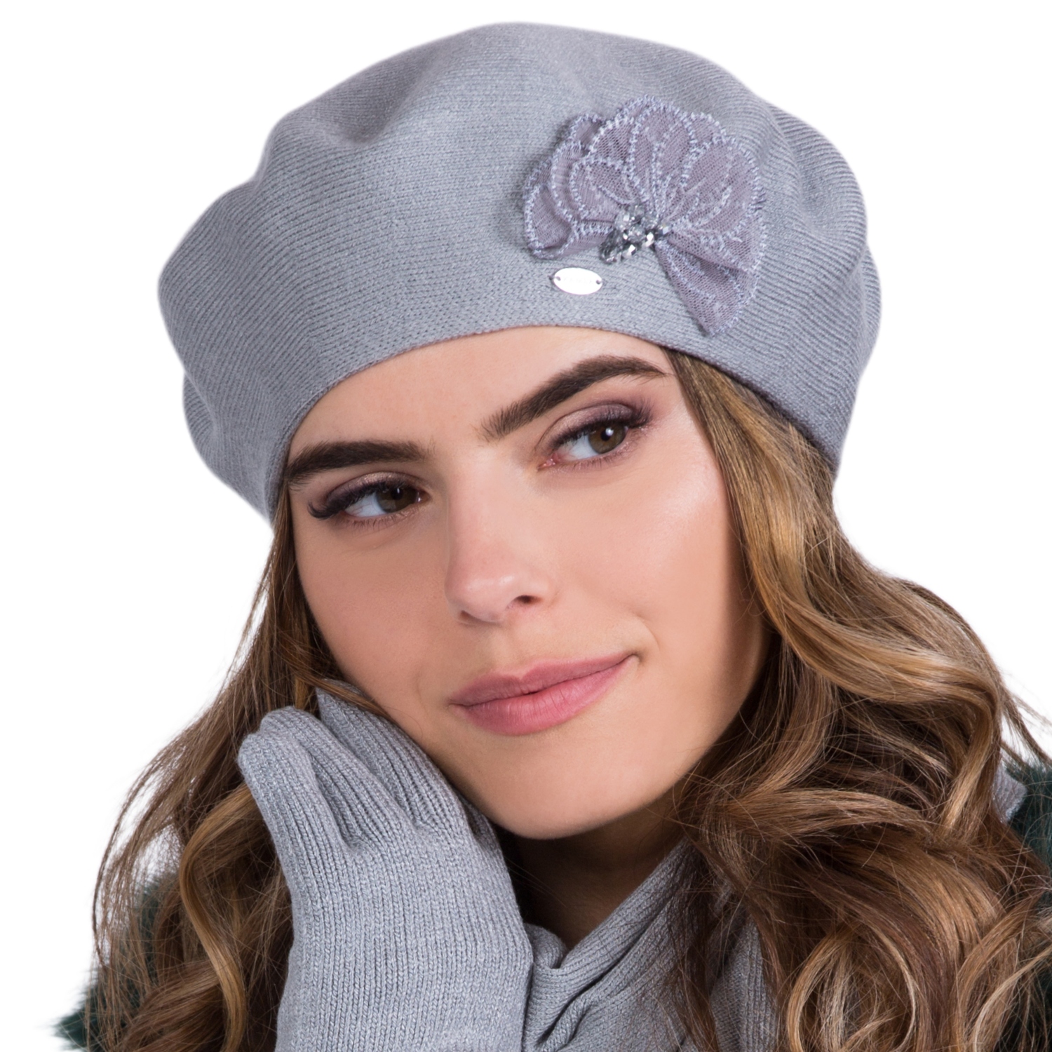 

Beret Damski Zimowy Elegancki Elza Kolor Szary