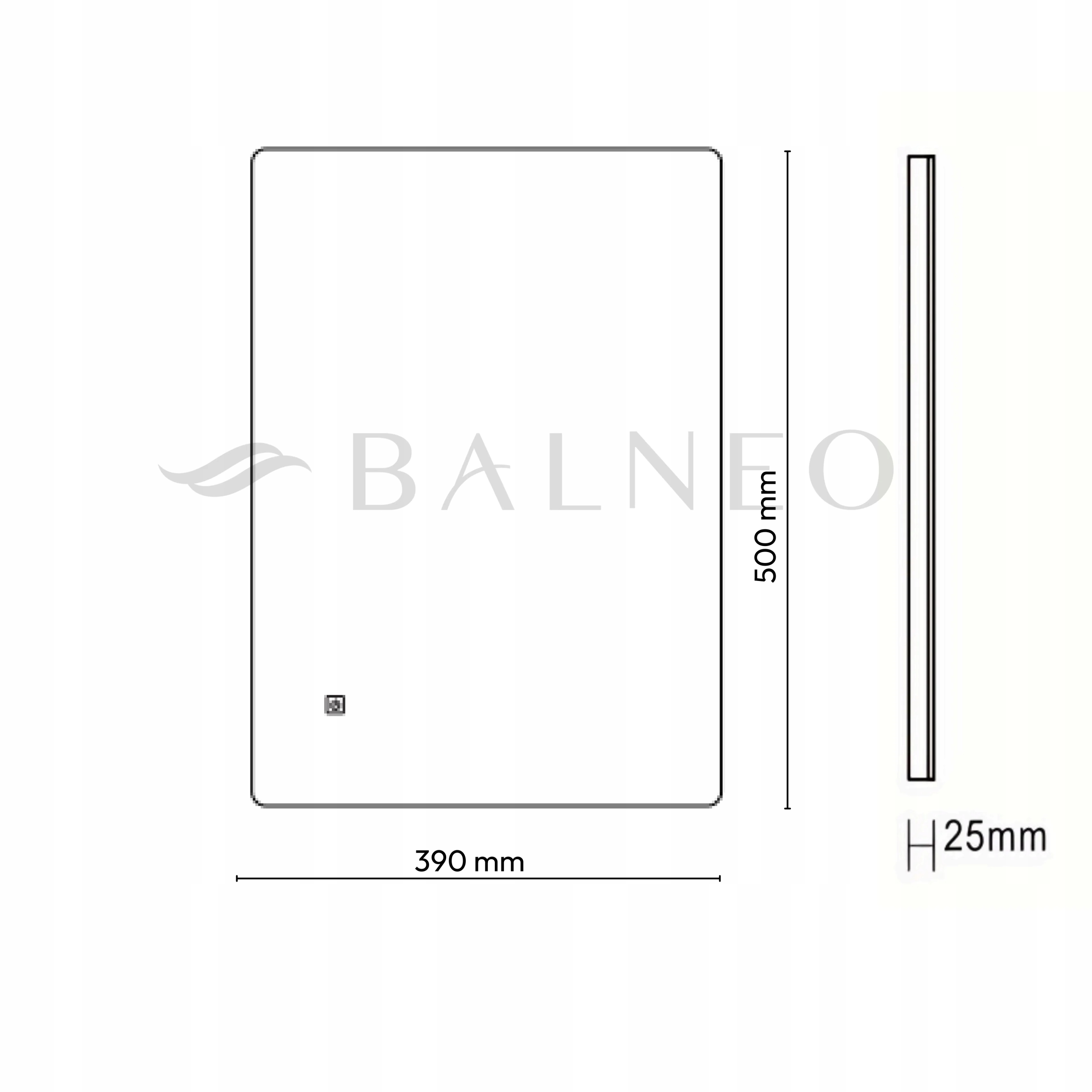 Lustro ścienne Balneo prostokąt 50 x 39 mm Szerokość 50 mm